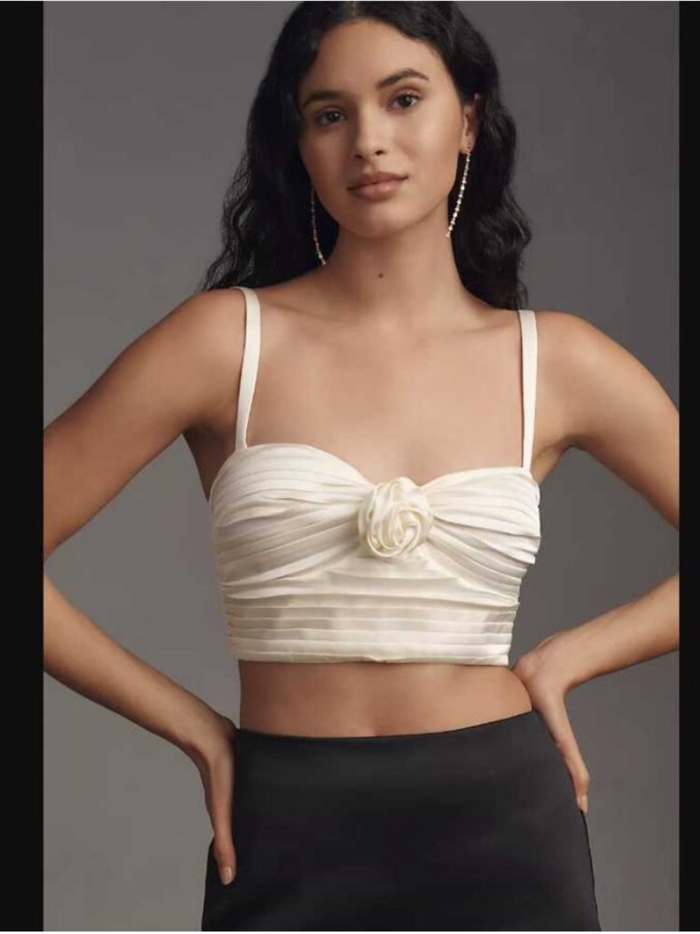 Anthropologie Ivory Pleated Rosette Bustier Size Medium.